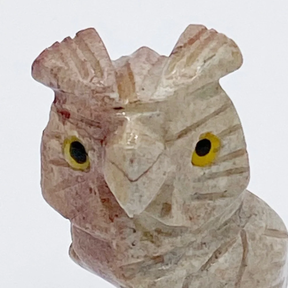 Owl Figurine Hand Carved Soapstone Peru - Picture 2 of 10